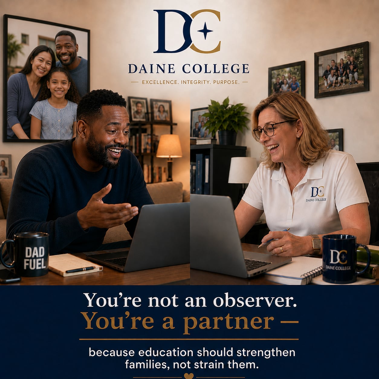 A parent on a video call with her child's Daine College teacher